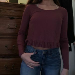 burgundy knit top